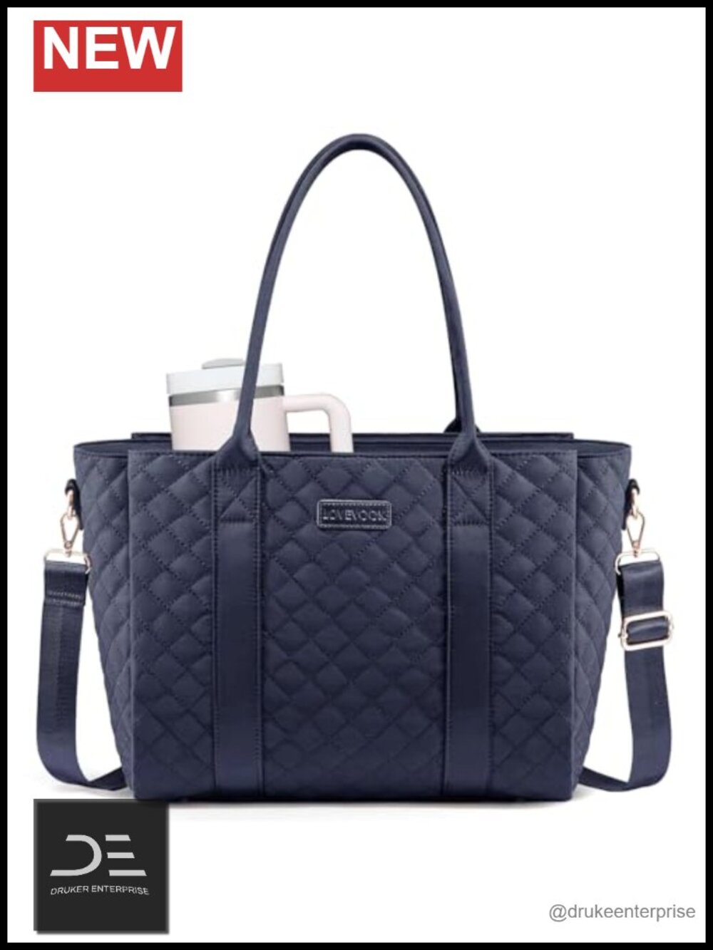 Quilted Laptop Tote Bag for Women, Large Capacity Work Bag with 13 Pockets